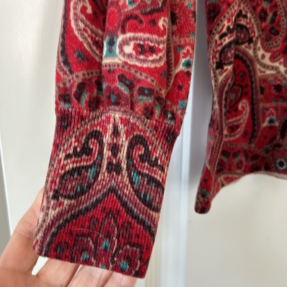Talbot's Petites Paisley Print Merino Wool Pullover Lightweight Sweater w Cuffs - Picture 5 of 10
